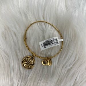 Alex and Ani Rafaelian Gold Aphrodite’s Flower Charm Bangle Bracelet